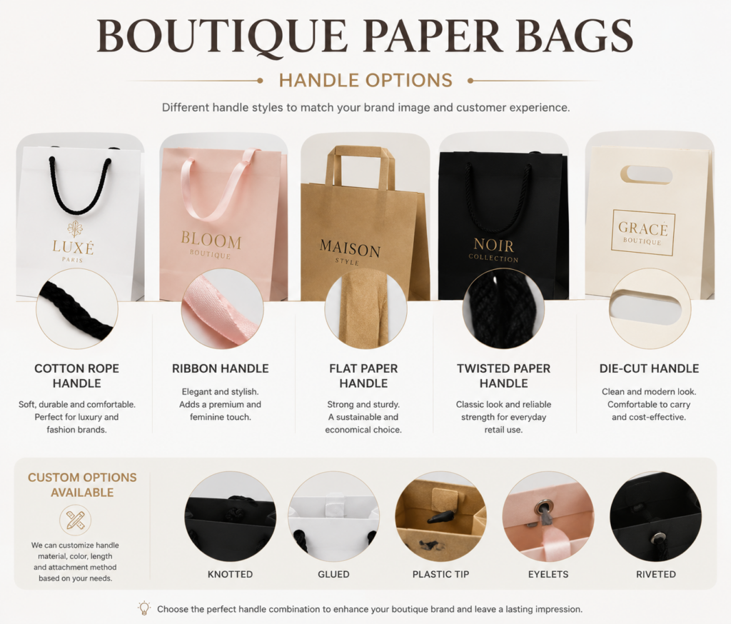 boutique paper bags handle options