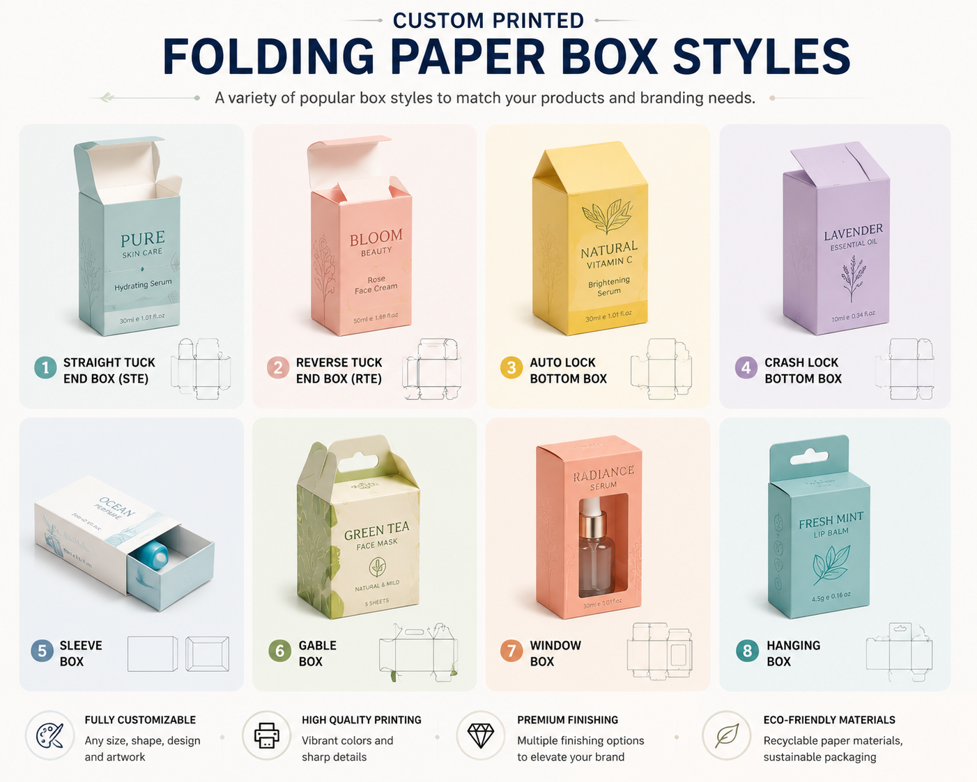 printed folding paper box style