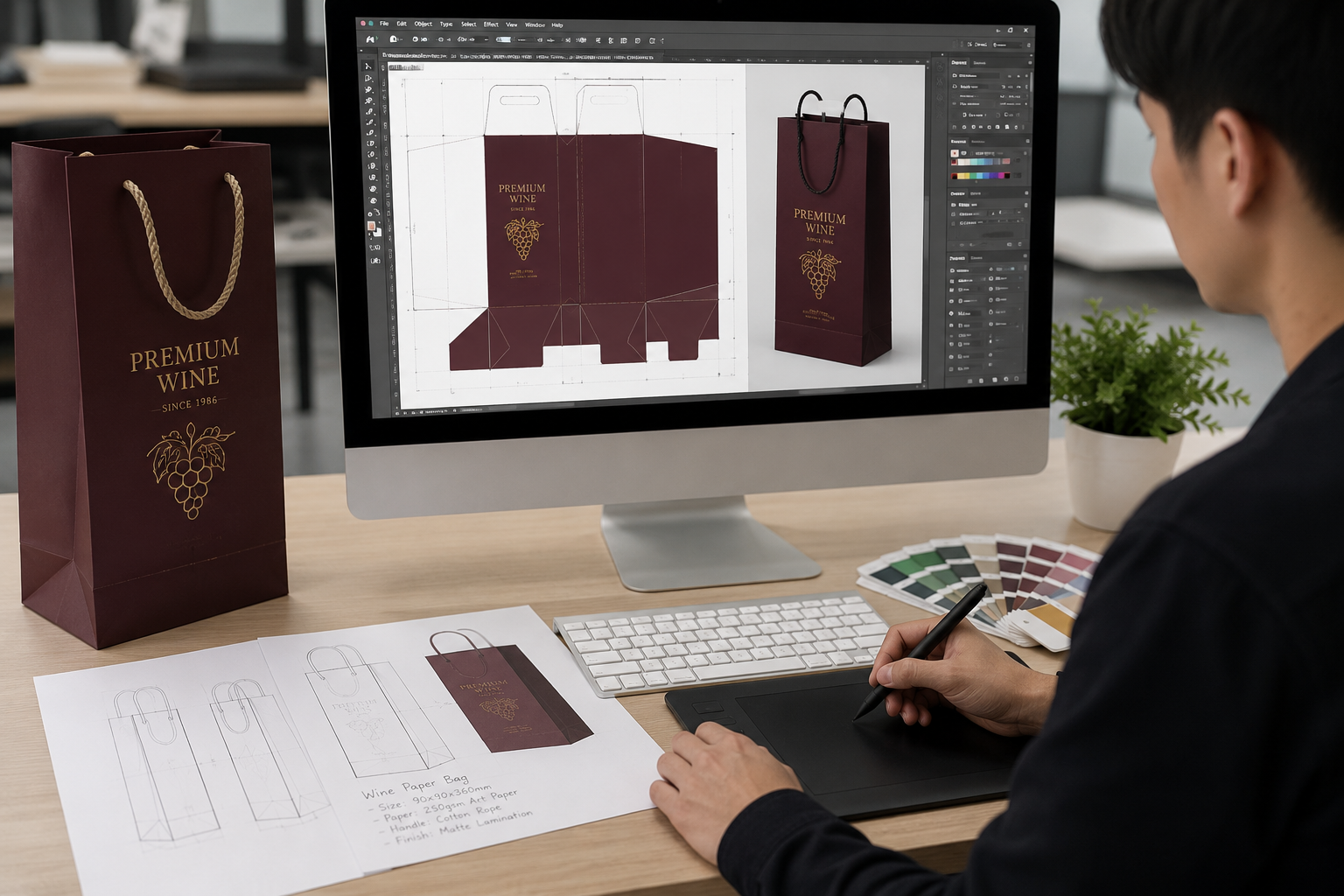 wine paper bag artwork design